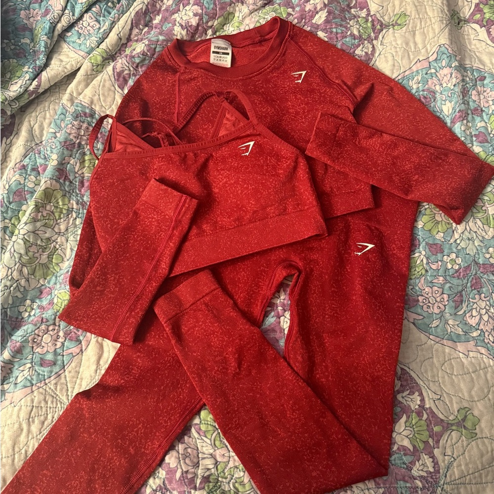GYMSHARK 3 Piece Red Workout Set